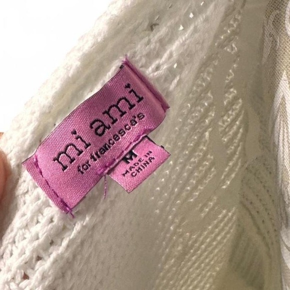 Francesca's Pearl Embellished White Knit Sweater Open Back Twist Size M - Picture 6 of 7